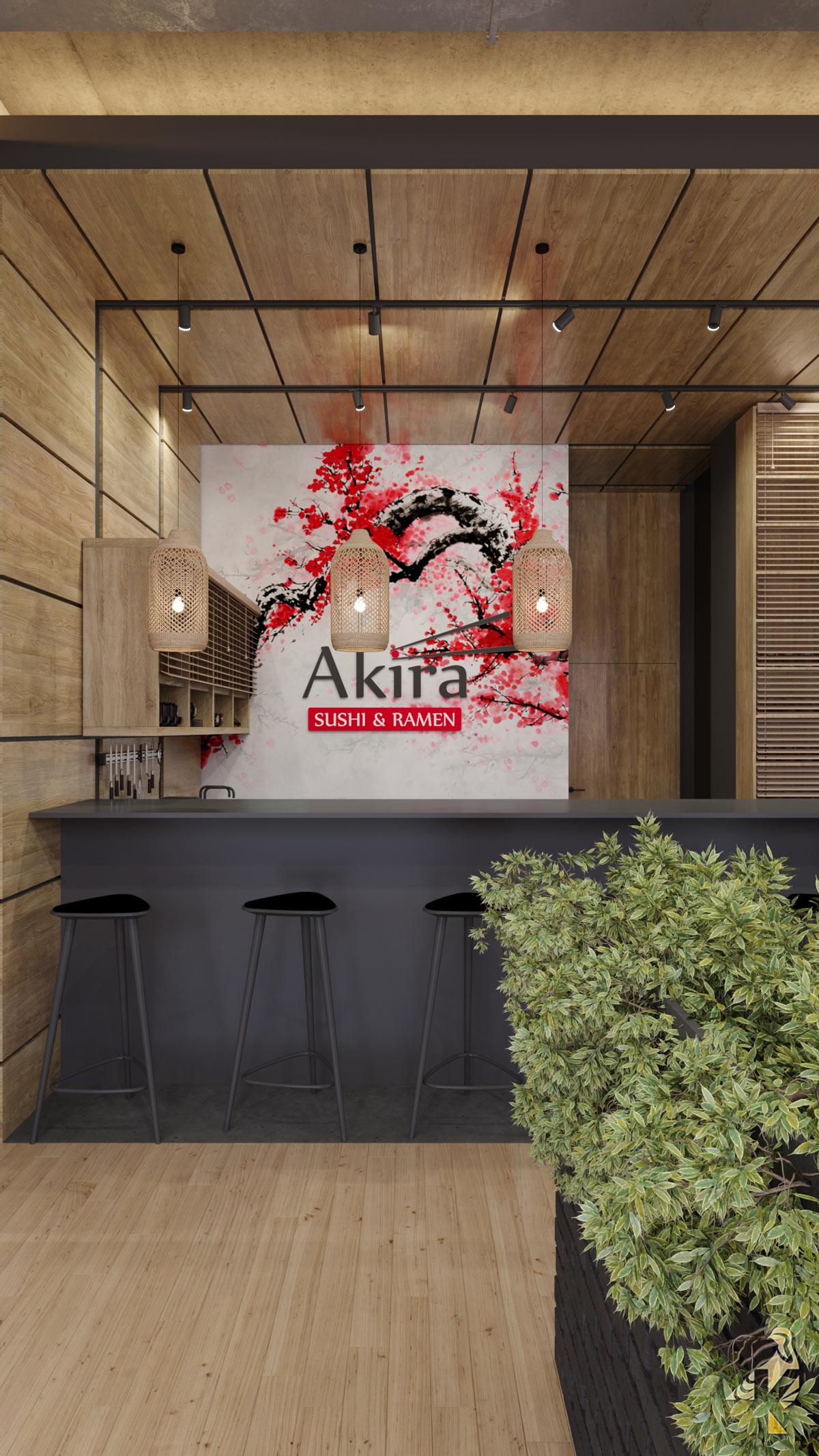 Projekt wnętrz restauracji AKIRA w Gliwicach PAG115 img1